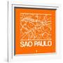 Orange Map of Sao Paulo-NaxArt-Framed Art Print