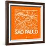 Orange Map of Sao Paulo-NaxArt-Framed Art Print