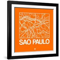 Orange Map of Sao Paulo-NaxArt-Framed Art Print