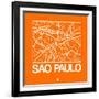 Orange Map of Sao Paulo-NaxArt-Framed Art Print