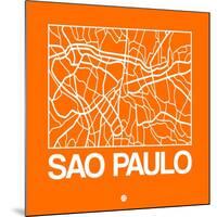 Orange Map of Sao Paulo-NaxArt-Mounted Art Print