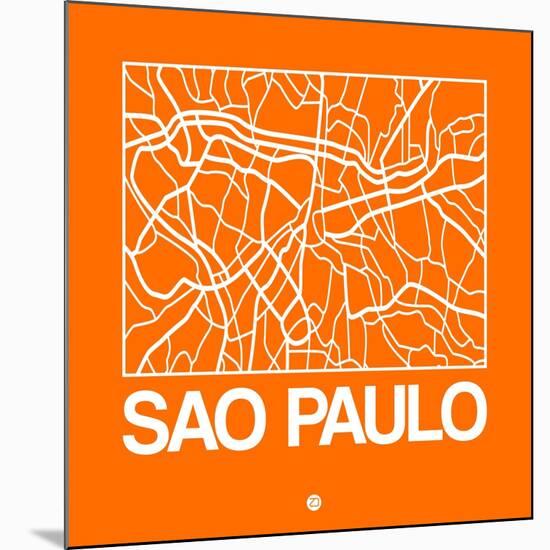 Orange Map of Sao Paulo-NaxArt-Mounted Art Print