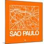 Orange Map of Sao Paulo-NaxArt-Mounted Art Print