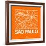 Orange Map of Sao Paulo-NaxArt-Framed Art Print