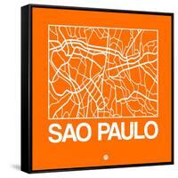 Orange Map of Sao Paulo-NaxArt-Framed Stretched Canvas