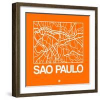 Orange Map of Sao Paulo-NaxArt-Framed Art Print
