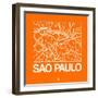 Orange Map of Sao Paulo-NaxArt-Framed Art Print