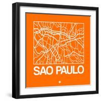 Orange Map of Sao Paulo-NaxArt-Framed Art Print