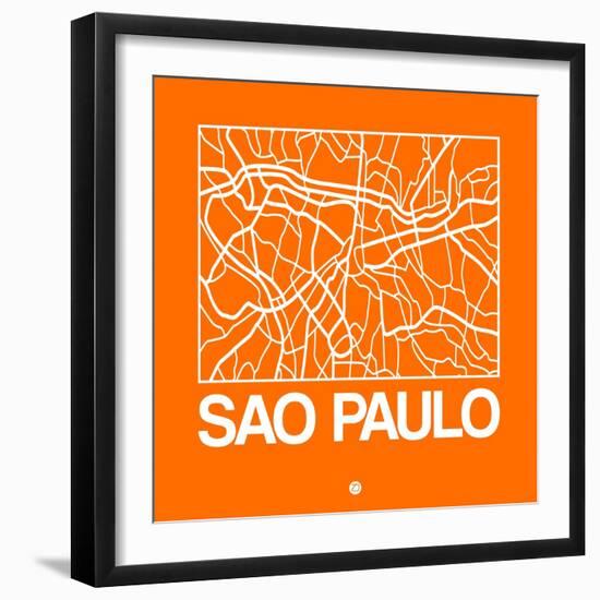 Orange Map of Sao Paulo-NaxArt-Framed Art Print