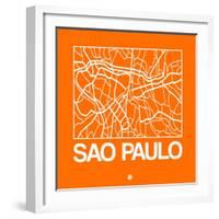 Orange Map of Sao Paulo-NaxArt-Framed Art Print