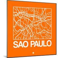 Orange Map of Sao Paulo-NaxArt-Mounted Art Print