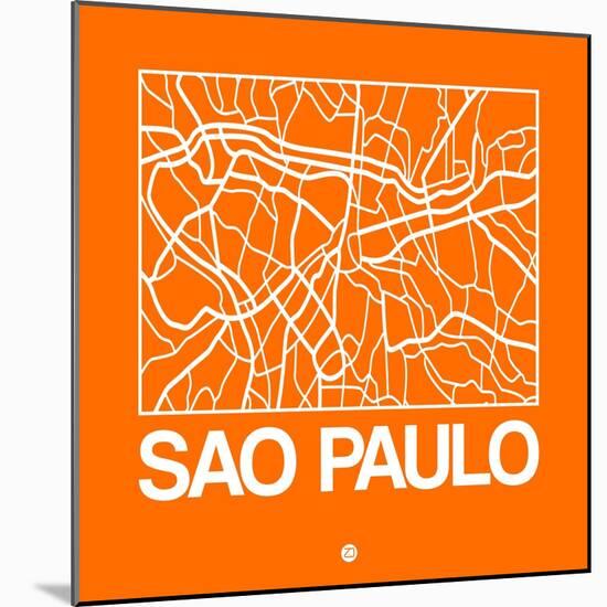 Orange Map of Sao Paulo-NaxArt-Mounted Art Print