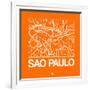 Orange Map of Sao Paulo-NaxArt-Framed Premium Giclee Print