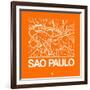 Orange Map of Sao Paulo-NaxArt-Framed Premium Giclee Print