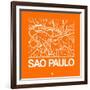 Orange Map of Sao Paulo-NaxArt-Framed Art Print