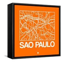 Orange Map of Sao Paulo-NaxArt-Framed Stretched Canvas