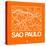 Orange Map of Sao Paulo-NaxArt-Stretched Canvas