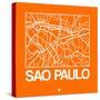 Orange Map of Sao Paulo-NaxArt-Stretched Canvas