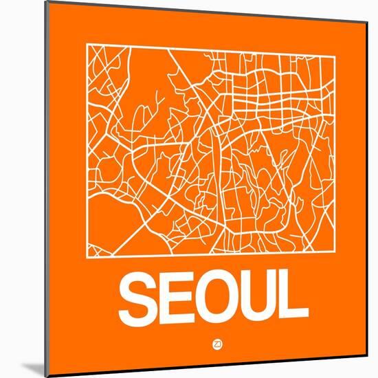 Orange Map of Seoul-NaxArt-Mounted Art Print