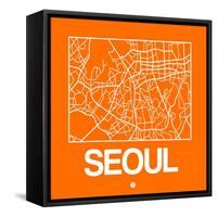 Orange Map of Seoul-NaxArt-Framed Stretched Canvas