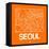 Orange Map of Seoul-NaxArt-Framed Stretched Canvas