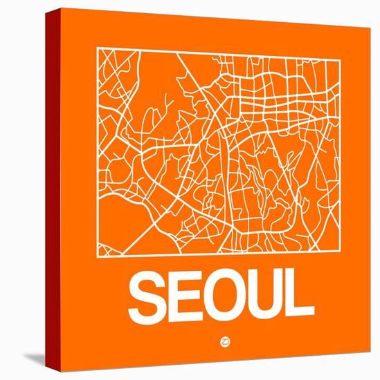 Orange Map of Seoul-NaxArt-Stretched Canvas