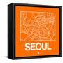 Orange Map of Seoul-NaxArt-Framed Stretched Canvas