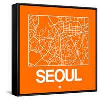 Orange Map of Seoul-NaxArt-Framed Stretched Canvas