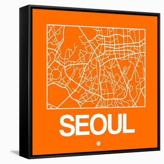 Orange Map of Seoul-NaxArt-Framed Stretched Canvas