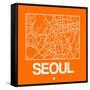 Orange Map of Seoul-NaxArt-Framed Stretched Canvas