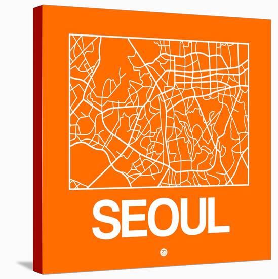 Orange Map of Seoul-NaxArt-Stretched Canvas