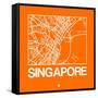 Orange Map of Singapore-NaxArt-Framed Stretched Canvas