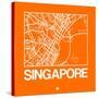 Orange Map of Singapore-NaxArt-Stretched Canvas