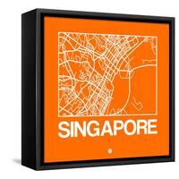 Orange Map of Singapore-NaxArt-Framed Stretched Canvas
