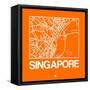 Orange Map of Singapore-NaxArt-Framed Stretched Canvas