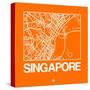 Orange Map of Singapore-NaxArt-Stretched Canvas