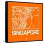 Orange Map of Singapore-NaxArt-Framed Stretched Canvas