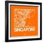 Orange Map of Singapore-NaxArt-Framed Art Print