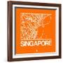 Orange Map of Singapore-NaxArt-Framed Art Print