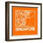 Orange Map of Singapore-NaxArt-Framed Art Print