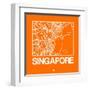 Orange Map of Singapore-NaxArt-Framed Art Print