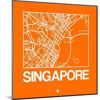 Orange Map of Singapore-NaxArt-Mounted Art Print