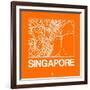 Orange Map of Singapore-NaxArt-Framed Art Print