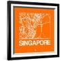 Orange Map of Singapore-NaxArt-Framed Art Print