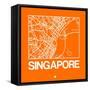 Orange Map of Singapore-NaxArt-Framed Stretched Canvas