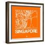 Orange Map of Singapore-NaxArt-Framed Art Print