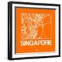 Orange Map of Singapore-NaxArt-Framed Art Print