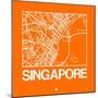 Orange Map of Singapore-NaxArt-Mounted Art Print