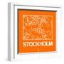 Orange Map of Stockholm-NaxArt-Framed Art Print