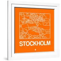 Orange Map of Stockholm-NaxArt-Framed Art Print